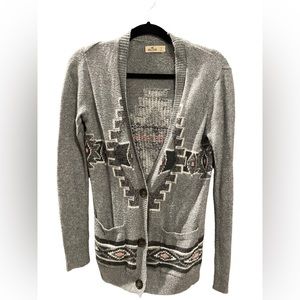 Pink & Gray Hollister Aztec Print Cardigan w/ Buttons - Size Small
